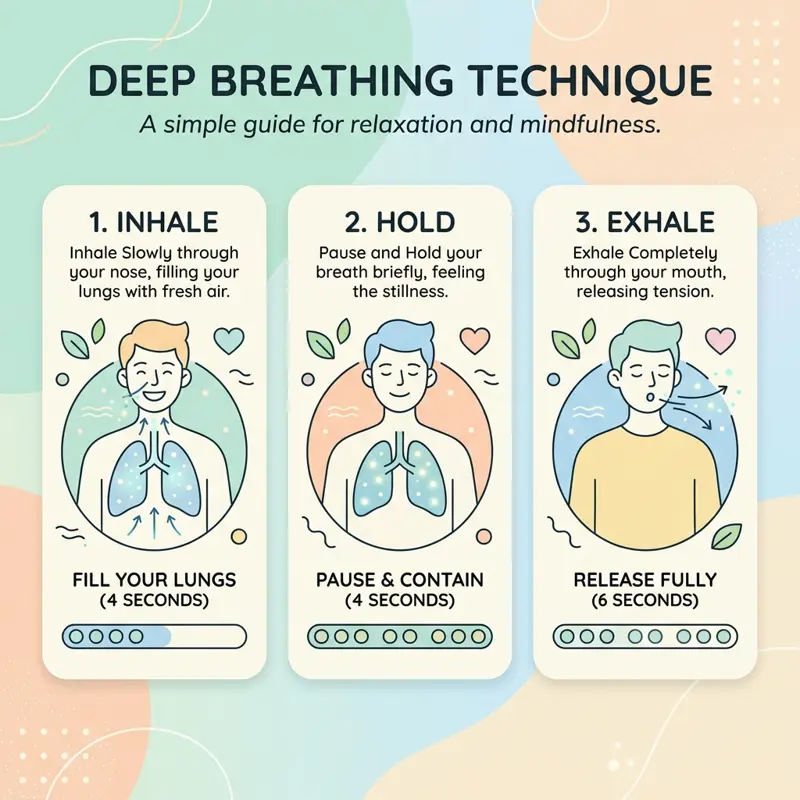 Deep breathing steps
