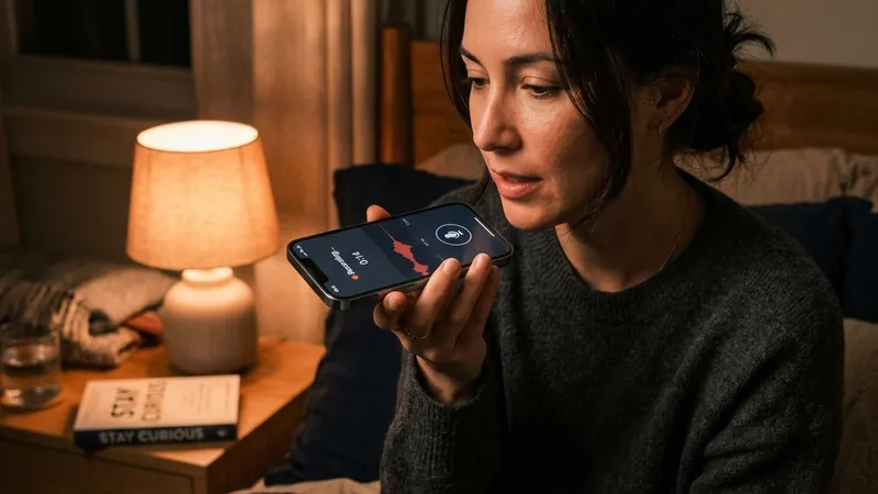 Person nimmt am Bett eine Sprachnotiz auf